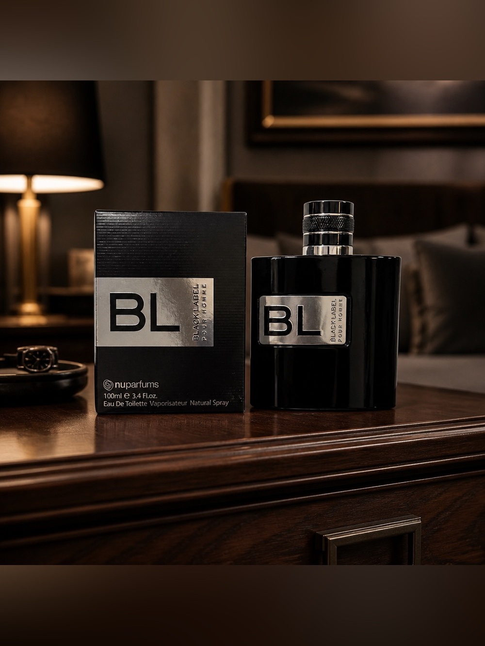 Black Label BL Men's Fragrance Bottle in Black